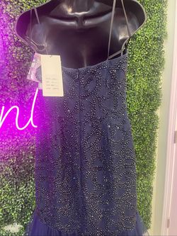 Mac Duggal Blue Size 4 Navy Floor Length Strapless Prom Mermaid Dress on Queenly