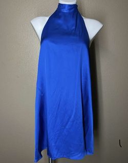 Zara Blue Size 8 Sorority Tall Height Midi Silk Homecoming Mermaid Dress on Queenly