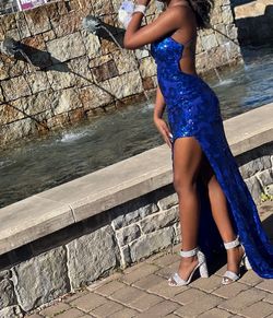B. Darlin Royal Blue Size 0 Euphoria Pageant Ball Side slit Dress on Queenly