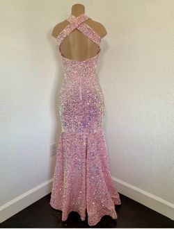 Wow Light Pink Size 4 Pageant Wedding Sequined Black Tie Straight Dress on Queenly