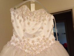 annys bridal White Size 8 Floor Length Strapless Ball gown on Queenly
