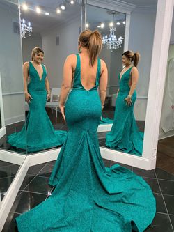 Jovani Green Size 8 Glitter Free Shipping Short Height Train Dress on Queenly