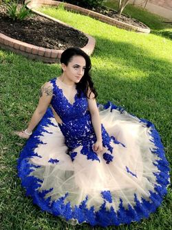 Dave and Johnny Blue Size 2 Pageant Prom Mermaid Dress on Queenly