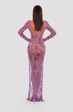 Style AD5032 Albina Dyla Purple Size 4 Violet Long Sleeve Floor Length Straight Dress on Queenly