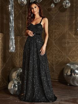 Style FSWD8052 Faeriesty Black Size 4 Polyester Floor Length A-line Dress on Queenly