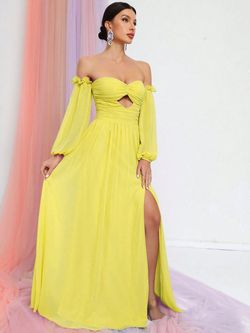 Style FSWD0635 Faeriesty Yellow Size 12 Fswd0635 Cut Out Tulle A-line Dress on Queenly