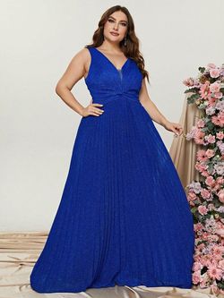 Style FSWD0972P Faeriesty Royal Blue Size 20 Spandex Polyester A-line Dress on Queenly