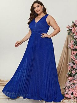 Style FSWD0972P Faeriesty Royal Blue Size 32 Tall Height Polyester Floor Length A-line Dress on Queenly