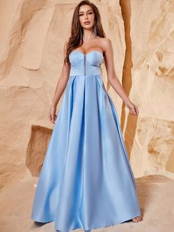 Style FSWD1103 Faeriesty Blue Size 12 Satin Plus Size Fswd1103 A-line Dress on Queenly