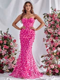 Style FSWD0648 Faeriesty Pink Size 0 Fswd0648 Floral Mermaid Dress on Queenly