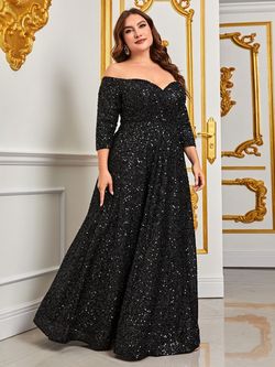 Style FSWD0427P Faeriesty Black Size 28 Plus Size Tall Height Polyester A-line Dress on Queenly