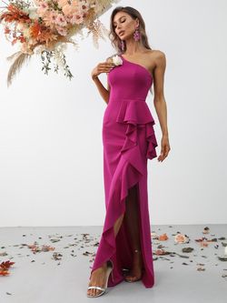 Style FSWD0826 Faeriesty Hot Pink Size 16 Plus Size Summer Floor Length Side slit Dress on Queenly