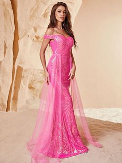 Style FSWD0682 Faeriesty Pink Size 0 Mini Tall Height Sequined Mermaid Dress on Queenly