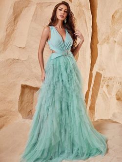 Style FSWD1114 Faeriesty Light Green Size 8 Tulle Graduation Floor Length A-line Dress on Queenly