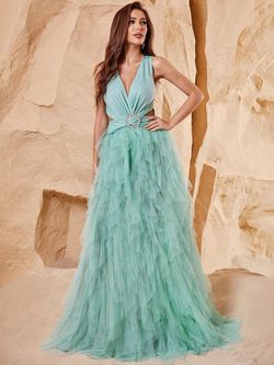 Style FSWD1114 Faeriesty Green Size 12 Tulle Graduation A-line Dress on Queenly