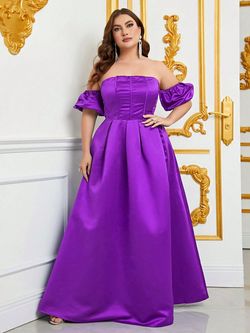Style FSWD0793P Faeriesty Purple Size 20 Satin Straight Dress on Queenly