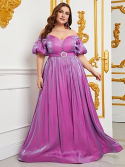 Style FSWD0890P Faeriesty Purple Size 24 Plus Size Fswd0890p Floor Length A-line Dress on Queenly