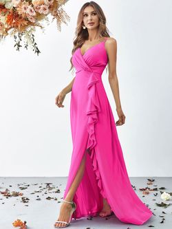 Style FSWD8057 Faeriesty Pink Size 8 Barbiecore Jersey Side slit Dress on Queenly