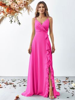 Style FSWD8057 Faeriesty Pink Size 16 Tall Height A-line Tulle Side slit Dress on Queenly