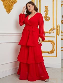 Style FSWD0855P Faeriesty Red Size 20 Tall Height Floor Length Plus Size Straight Dress on Queenly