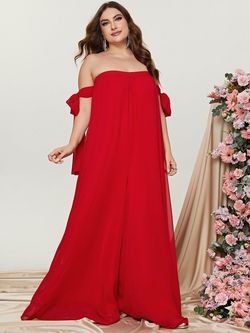 Style FSWB0032P Faeriesty Red Size 20 Jersey Tall Height Polyester Jumpsuit Dress on Queenly