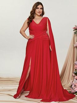 Style FSWD0772P Faeriesty Red Size 24 Spandex Plus Size Fswd0772p A-line Dress on Queenly