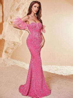 Style FSWD1075 Faeriesty Pink Size 16 Sequined Military Mermaid Dress on Queenly