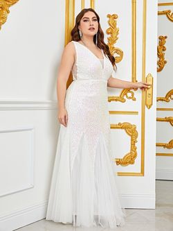 Style FSWD0132P Faeriesty White Size 20 Fswd0132p Tall Height Floor Length Prom Straight Dress on Queenly