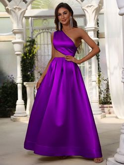 Style FSWD0627 Faeriesty Purple Size 4 Floor Length One Shoulder A-line Dress on Queenly