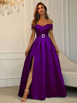 Style FSWD0195 Faeriesty Purple Size 12 Prom Satin Plus Size Ball gown on Queenly