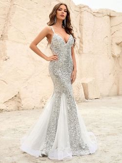 Style FSWD0834 Faeriesty White Size 0 Jersey Corset Sequined Polyester Mermaid Dress on Queenly