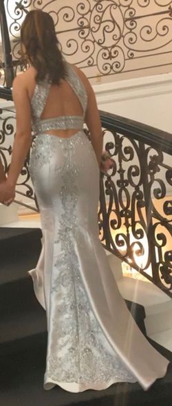 Style -1 morilee Silver Size 8 Mermaid Prom Ball gown on Queenly