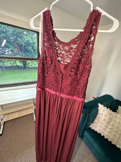 David's Bridal Red Size 12 Burgundy Plus Size Prom A-line Dress on Queenly