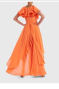Style AF0117 Forever Unique Orange Size 2 Floor Length Tall Height Side slit Dress on Queenly