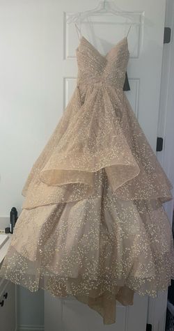 Terani Couture Gold Size 4 Prom Free Shipping Ball gown on Queenly