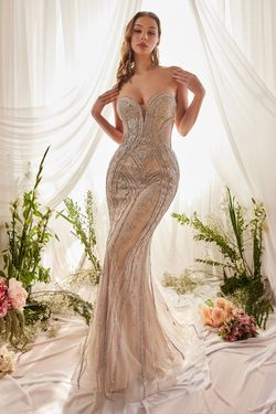 Andrea & Leo Couture Nude Size 8 Free Shipping Pageant Shiny Mermaid Dress on Queenly