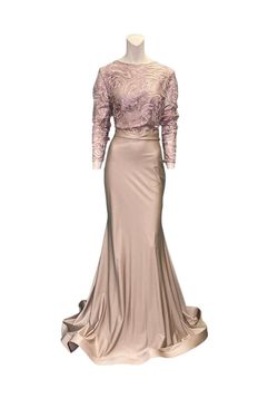 Style 884 Jessica Angel Pink Size 8 Prom Military Long Sleeve Floor Length Straight Dress on Queenly