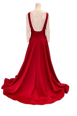 Style 898 Jessica Angel Red Size 4 Backless Sheer Tall Height A-line Dress on Queenly