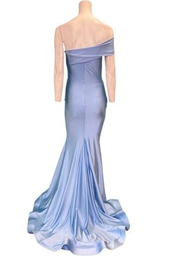 Style 548 Jessica Angel Blue Size 4 One Shoulder Black Tie Tall Height Side slit Dress on Queenly