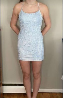 Zapaka Light Blue Size 8 Homecoming Prom Cocktail Dress on Queenly