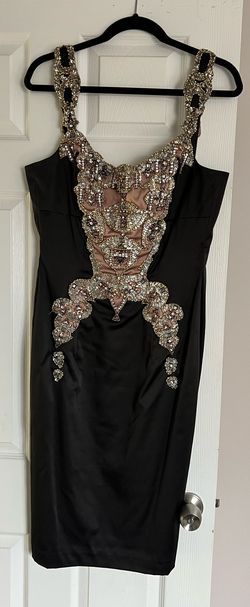 Mandalay Black Size 10 Jewelled Midi Cocktail Dress on Queenly