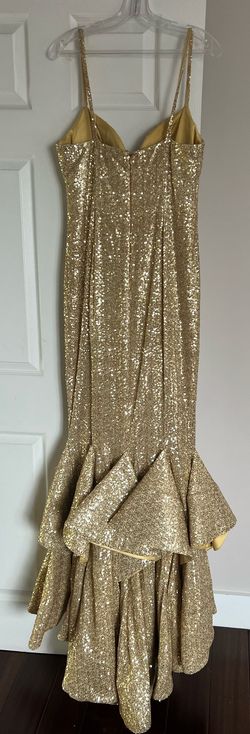 Portia and Scarlett Gold Size 12 Sequined Prom Mermaid Dress on Queenly