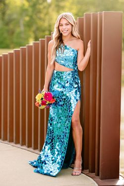Sherri Hill Blue Size 2 Black Tie Pageant Free Shipping Prom Side slit Dress on Queenly