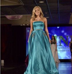 Sherri Hill Blue Size 00 Black Tie Floor Length Pageant Ball gown on Queenly