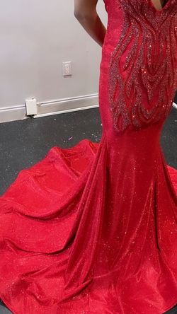 Custom made  Red Size 10 Floor Length Black Tie Ball gown on Queenly