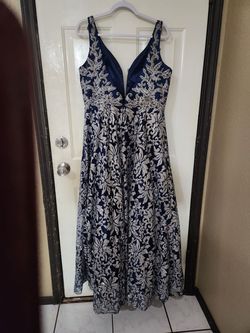 Cinderella Divine Blue Size 14 Wedding Guest Military A-line Dress on Queenly