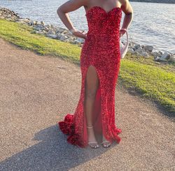 Portia and Scarlett Red Size 6 Prom Side slit Dress on Queenly