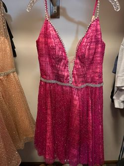 Jovani Pink Size 12 Glitter Pageant Bachelorette Summer A-line Dress on Queenly