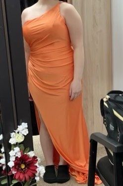 Dancing Queen Orange Size 16 Plus Size Prom Side slit Dress on Queenly