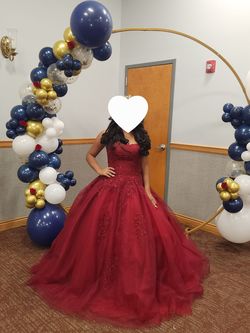 Jovani Red Size 8 Bridgerton Quinceanera Tulle Ball gown on Queenly